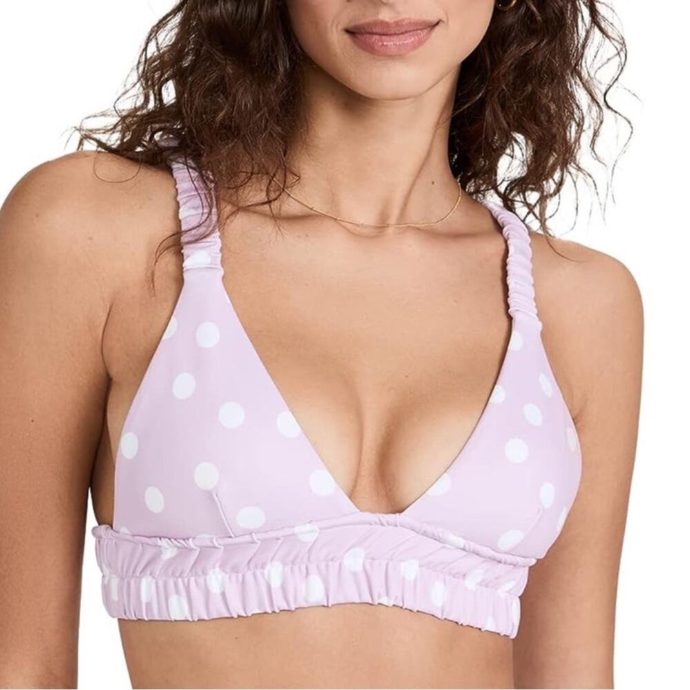 Charlie Holiday XS 2 Dune Bikini Top Lilac Purple Polka‎ Dots Bralette NEW